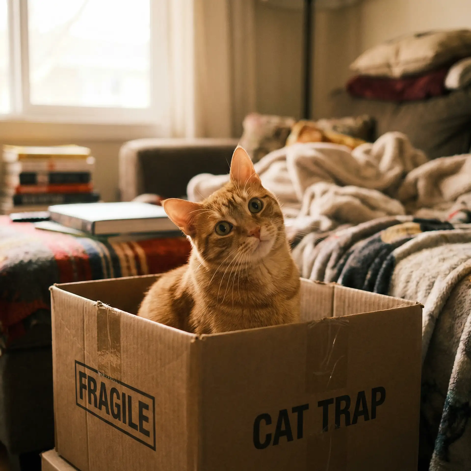 橘猫躲在纸箱里 - 久久在热地址获取